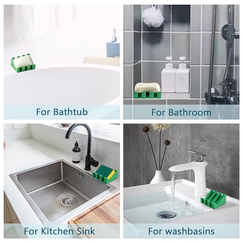 Self Draining Soap Dish Holder,Silicone Soap Dish,for Bathroom,Kitchen, Sponges，Can Extend Soap Life，Keep Soap Bars Dry and Easy Cleaning (Deep Green,1-Pack) - color: Deep Green,1-pack
