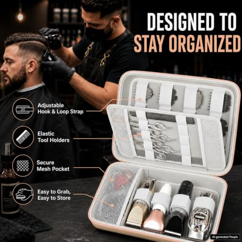 Boobowl Hard Travel Case for Hair Clippers, Hair Cutting Barber Supplies Organizer Bag, Trimmer Storage Holder for Ufree/for Wahl/for Andis Men Razor Guard Grooming Kits -Gold - color: Gold