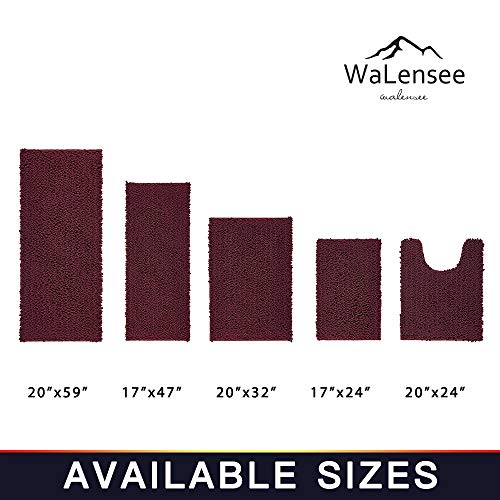 Walensee Bathroom Contour Rug Non Slip Toilet U Shaped Bath Mat (20x24, Burgundy) Water Absorbent Super Soft Shaggy Chenille Machine Washable Dry Extra Thick Perfect Absorbant Best Plush Carpet - color: Burgundy, size: 20"x24" Contour Rug