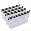Multi-purpose Waterproof Clear Vinyl Zippered Toiletry Cosmetics Makeup Pouch With French Tape 4-pack - size: Large