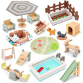 HAPGFS Wooden Doll House Furniture and Accessories Outdoor Play Set for Kids- Includes Slide, Swing, BBQ Grill, Pool & Garden - Perfect Doll House Decor Gift for Children 3-6 Years Birthday Christmas - style: Outdoor