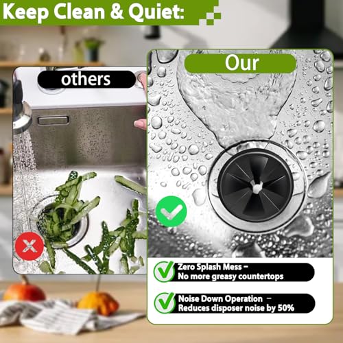 4-Pack 3-3/8in Garbage Disposal Splash Guard Compatible with InSinkErator | QCB-AM Replacement for InSinkErator Evolution & for Moen, Noise Reduction, Leakproof, Durable
