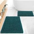 FLOLEOPA Luxury Chenille Teal Green Bathroom Rugs Bath Mats Sets, Extra Soft and Absorbent Bathroom Rugs Non Skid Machine Wash Dry Bath Mats（32"x20" Plus 17"x24"） - color: Teal Green, size: 32"x20" Plus 17"x24"