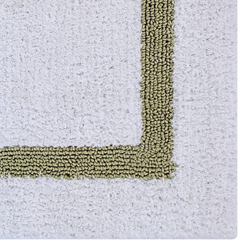 Better Trends 100% Cotton Hotel Collection Bath Mats Set, White & Sage Mats - Tufted, Reversible & Absorbent & Machine Washable 2 Piece Bathroom Rug Set, Shower & Sink Bath Rug - color: White & Sage, size: 2 Piece Set (17" x 24" | 17" x 24")