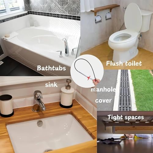 61" Drain Snake, Flexible Grabber Claw for Sink Shower Bathtub, Tight Space Drain Hair Removal Tool - color: 61inch