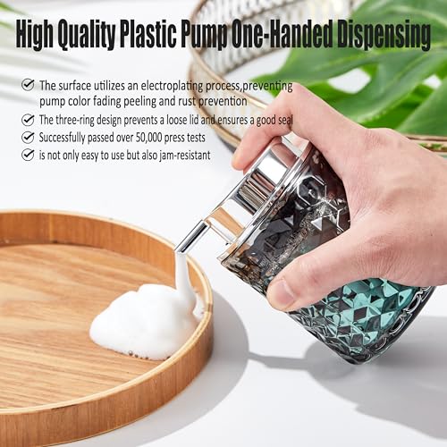 Malachi Foaming Hand Soap Dispenser, Refillable Clear Glass Foam Pump Bottle for Hand Soap, Dish Soap, Body Wash, Shampoo, Facial Cleanser & Baby Wash, Multi‑use for Bathroom, Kitchen & Commercial Use - color: Black