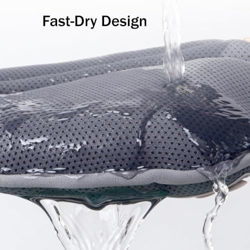 Bath Pillow PYRRHIC - Bathtub Pillow 5D Mesh with Neck & Back Support Non-Slip Suction Cups Fast Drying Soft Spa Pillow Relaxing Bath Accessories with Hook Laundry Bag Grey