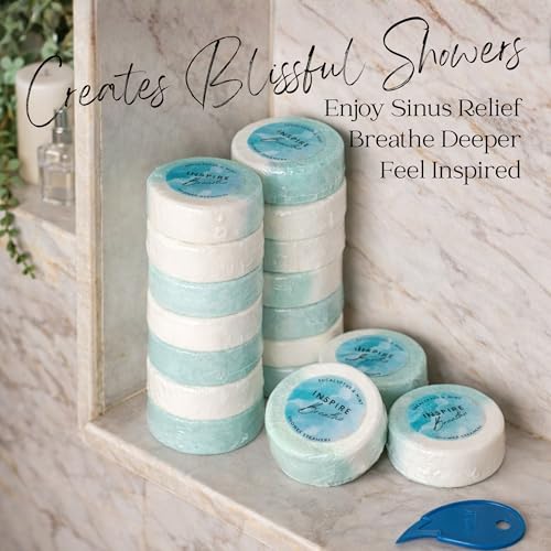 EvolutionUSA Shower Steamers for Women – 15 Pack, Natural Eucalyptus & Mint Shower Steamers Aromatherapy, Slow Dissolving Shower Steamer, Luxury Relaxing Gifts for Women, Large, sky blue