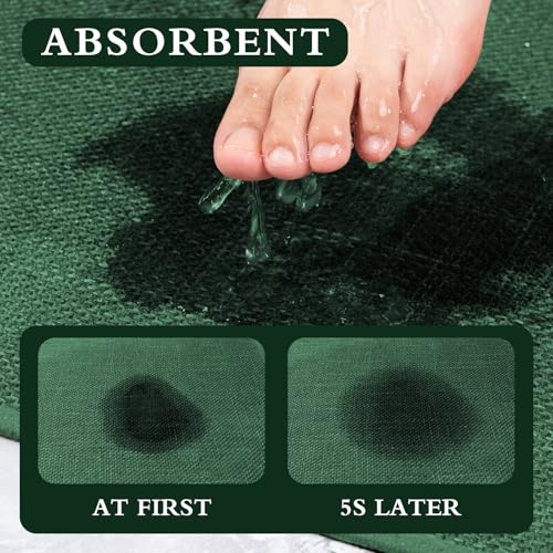 YIHOUSE Green Bathroom Rug Sets 2 Piece, Bath Mat Quick Dry, Thin Bath Rug Set, Absorbent Bath Mat for Bathroom Non Slip Washable for Toilet and Floor 17"x24"+17"x32" - color: Green, size: 2 Piece (17"x24" + 17"x32")