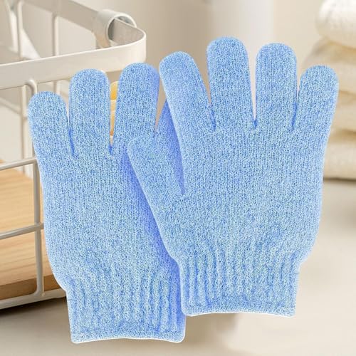 2 PCS Exfoliating Glove Loofah Sponge Exfoliating Body Scrubber Deep Cleansing Removes Dead Skin for Both Women and Men (Blue) - color: A7-blue