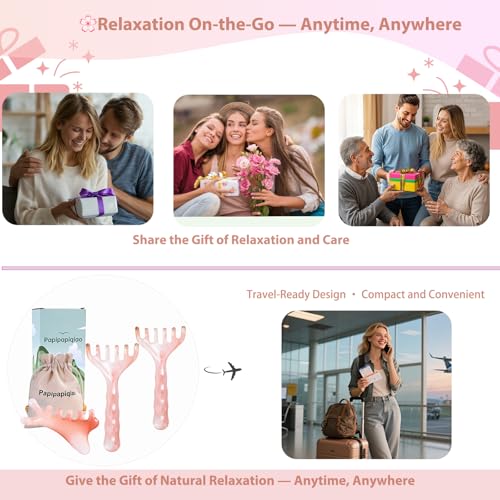 3 Pack Head Massager & Scalp Comb - Manual Scalp Massager with Gua Sha Comb for Scalp Relaxation, Tension Relief, Resin Head Scratcher Stress Relief Tool for Women Men - color: Pink