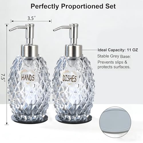 MALACHI Glass Soap Dispenser, 304 Rustproof Stainless Steel Pump, Refillable Multi‑use for Hand Soap, Dish Soap, Body Wash, Shampoo, Baby Wash for Bathroom Kitchen & Commercial - color: Black