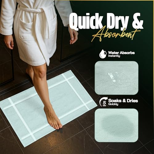 Pearl Linens Pack of 2 100% Cotton Bath Mat 20x30 inches, Soft & Absorbent Quick Dry Bathroom Mat Set, Not Bathroom Rugs, After Shower Mat, Bath Tub Mat, 687 GSM, Machine Washable, Mint Green - color: Mint Green, size: 20x30 - Set of 2