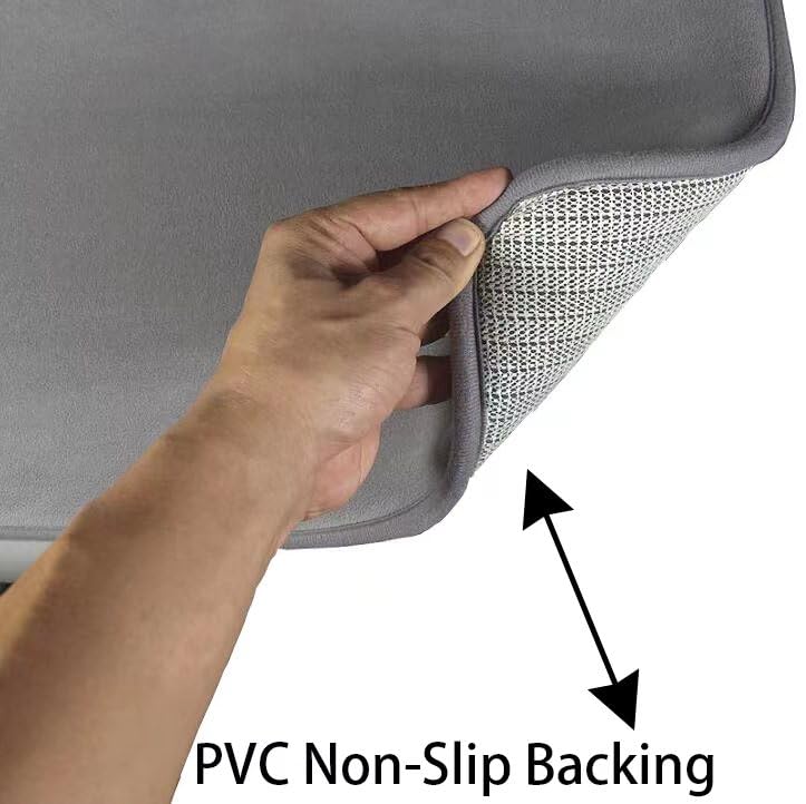 Madeals Velvet Toilet Lid Cover and Tank Lid Cover with Toilet Mat Memory Foam 3 Piece Toilet U Shaped Mat Set Grey - color: Grey