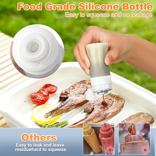 Seropy Condiment Squeeze Bottles for Sauces, Salad Dressing Container to Go, Small Silicone Squeeze Bottles, Condiment Containers Dispenser for Ketchup Hot Sauce, Purple/Beige/Blue/Gray 2 Oz - color: Purple/Beige/Blue/Gray, size: 2 oz