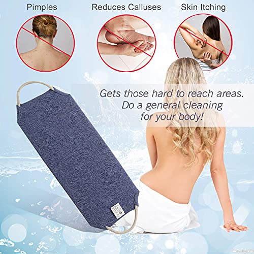 Evridwear Exfoliating Back Scrubber with Handles Two Sides for Body Shower Deep Cleans Skin Massages Invigorating Blood Circulation Men Women One Size (Back Scrubber) - size: Back Scrubber