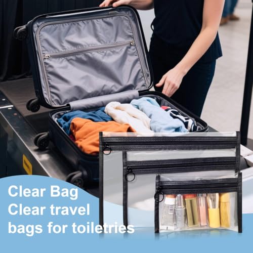 Clear Toiletry Bags with Loop Zipper, 3 Assorted Sizes PVC Cosmetic Pouches, Large Medium Small Travel Makeup Storage Organizer for Men Women