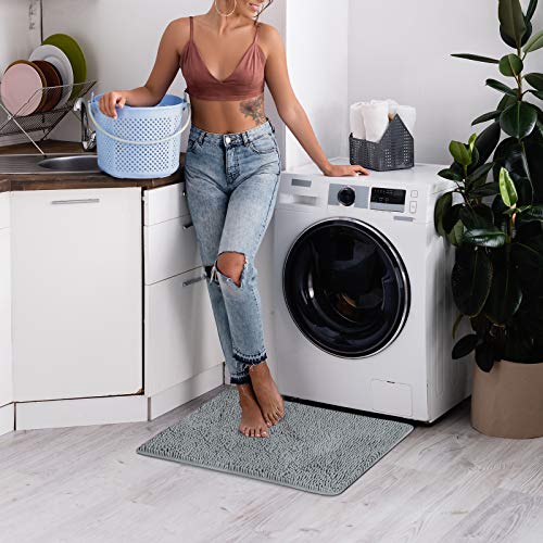 Secura Bathroom Rugs 17x24 Inches – Thick Plush Bath Mat, Ultra Soft Absorbent Bathroom Mat, Non Slip Machine Washable Bath Rugs for Tub, Shower Room Floor (Gray) - color: Grey, size: 1'5" x 2' (Rectangular)