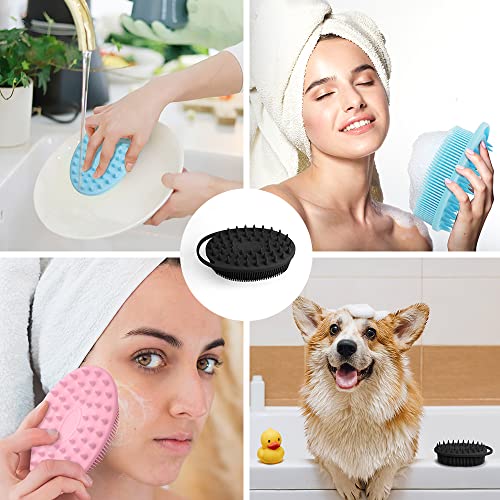 2 in 1 Silicone Body Scrubber Shampoo Brush, Shower Body Scrubber, Silicone Bath Scrubber,Exfoliating Body Scrubber, Scalp Massager, Silicone Loofah Body Scrubber,Rapid Foaming-3 Pack Black,Blue,Pink - color: Pink,blue,black