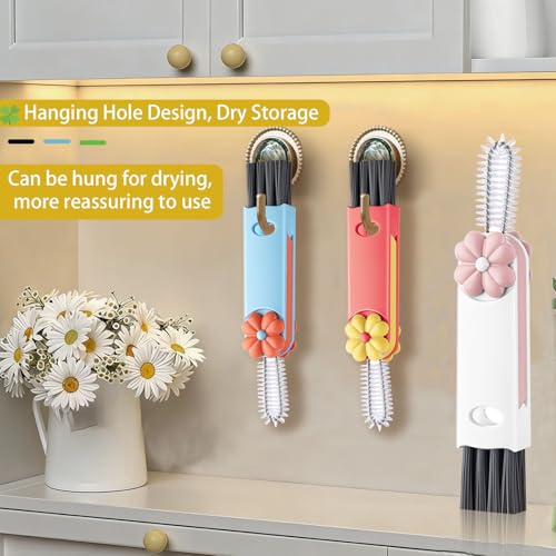 3 in 1 Cup Lid Cleaning Brush, Cup Lid Brush, Upgraded 3PCS Multifunctional Water Bottle Cleaning Brush, Home Kitchen Crevice Brush Tools for Tiny Cup Lid Detail, Bottle Tight Spaces Cup - color: Red Blue White(include Packaging Box)