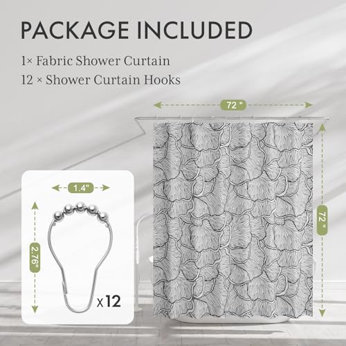 AmazerBath Black and White Shower Curtain, Bathroom Shower Curtain with 12 Shower Curtain Hooks, Rustic Fabric Black and White Shower Curtain Set, 72x72 Inches - color: B- Black and White Patterns+12 Metal Hooks, size: 72"W x 72"L (Pack of 1)