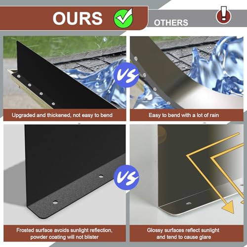 Gutter Valley Splash Guards, 15.7 x 3.5 Inch 4 Pack Gutter Guard, Aluminum Rain Gutter Guard Downspout Rain Diverter for Roof Shingle, Rain Drip Guard for Straight House (Black) - color: Black-B