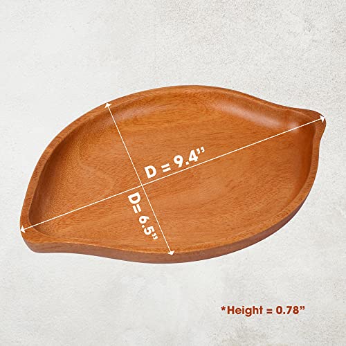 VieWood Leaf Wooden Plates Set of 4 Unbreakable Classic Appetizer Plates, Easy Cleaning & Lightweight for Dishes Snack, Dessert, Charger Plates (Khaya, 9.4x6.5) - color: Leaf Wood Plates (Set of 4)