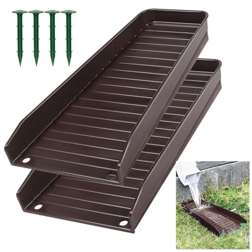 2 Pack Gutter Downspout Extensions, Rain Gutter Downspout Splash Block,Drain Water Downspout Diverter, Gutter Splash Guards for Rainwater Drainage,16.3Inch (Brown) - color: Brown