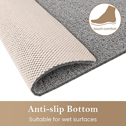 PVC Loofah Shower/Bathtub Mat Non-Slip, 24x16 inch, Soft Tub Mat with Drain, for Tub and Bathroom,Quick Drying,Grey - color: Grey, size: 24" x 16" (Rectangular)