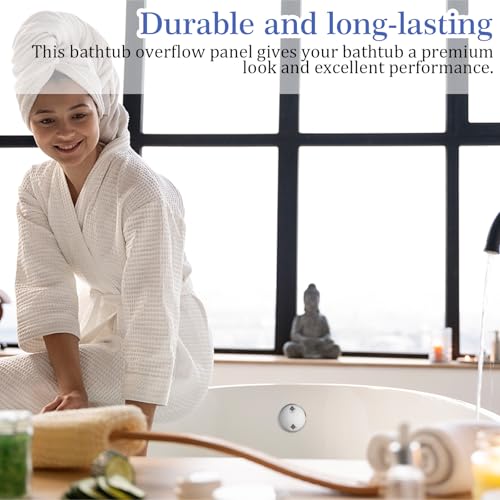 Bathtub Overflow Drain Cover, Stainless Steel Bathtub Drain Stopper 3 Inch – Overflow Matching Plug for Standard Tubs Universal Fit
