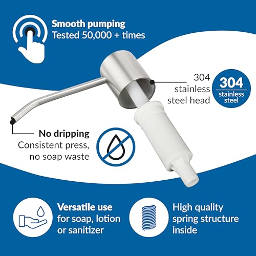 Soap Dispenser for Kitchen Sink(Brushed Nickel),Stainless Steel Countertop Dish Soap Dispenser Pump with 47 '' Extension Tube kit - color: Brushed Nickel