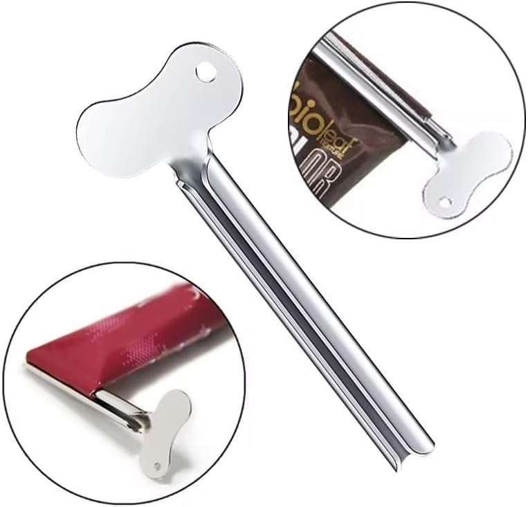 2Pcs Stainless-Steel Tube Toothpaste Squeezer Keys Metal Hair Dye Color Key Roller Dispenser Wringer Tool Processing Bathroom Safety, Aids and Accessories