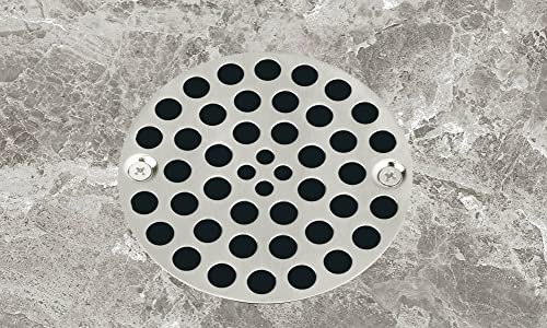 Artiwell 4’’ Shower Strainer Drain Trim Set, Solid Brass Screw-in Shower Strainer Drain Cover, Replacement Strainer Grid by Artiwell, Machine & Self-Tapping Screws Included (Brushed Nickel) - color: Brushed Nickel