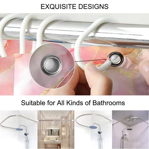 Lnond 4Pcs Bathroom Sets with Shower Curtain and Rugs, Pink Gold Marble Modern Art Shower Curtain Sets with Rugs and Accessories - color: Pink Gold Marble