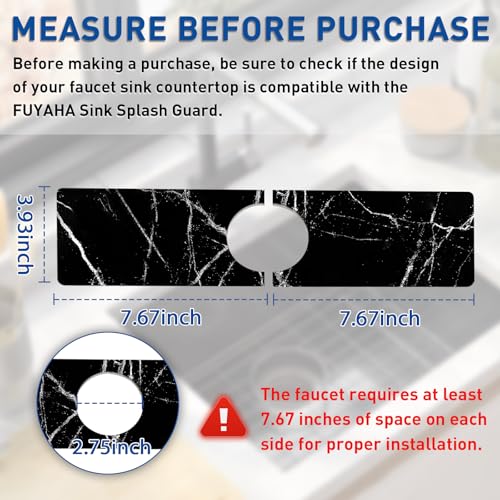 Kitchen Sink Splash Guard - Kitchen Faucet Mat, Diatomaceous Earth Kitchen Sink, Faucet Handle Drip Catcher, Bathroom Sink Faucet Mat for Countertop (15.75 * 3.93 in, Black)