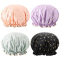 Tbestmax 4 Pcs Shower Caps Hat for Women and Girl, Reusable Waterproof Bath Cap Double Waterproof Layers - color: 4 Pack - Heart