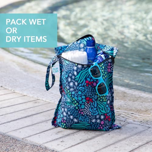 Bumkins Waterproof Wet Bag for Baby, Travel, Swim Suit, Cloth Diapers, Pump Parts, Pool, Beach, Gym Clothes, Toiletry, Hook to Stroller, Daycare, Zipper Reusable Wetdry Packing, 2-pk Jungle and Animal - color: I2 Jungle-2pk, style: Wet Bag