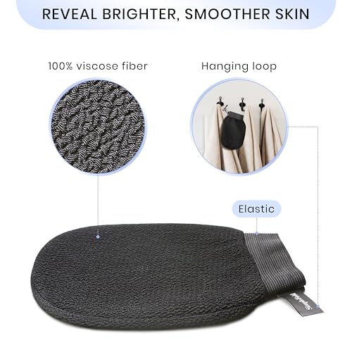 SimpleField Korean Exfoliating Mitt for Remove Dead Skin. 100% Viscose Deep Kessa Exfoliating Glove for Body Scrub, Keratosis Pilaris and Self Tanning Removal. Easily Smooth Skin Surface. (1 Piece) - style: 1 Piece