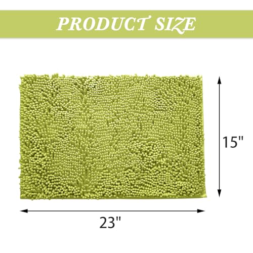 Non-Slip Bath Rug,Extra Soft Microfiber Bedroom Shag Carpet with Anti-Slip Backing,Water/Dust Absorbent Fast Dry Shower Mat,Sound Insulated Stairs Pad,Machine Washable (Lime Green,15 x 23 Inches) - color: Lime Green, size: 15"x23"