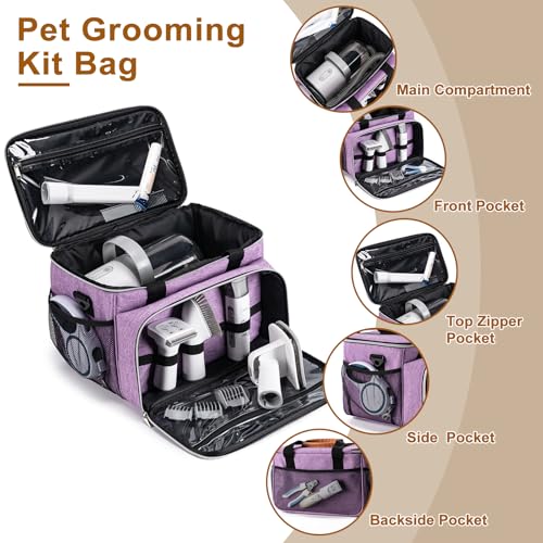 Dog Grooming Vacuum Bag, Pet Grooming Kit Bag Perfect for Dog Hair Vacuum & Grooming Tool Kit Accessories- Purple - color: Purple