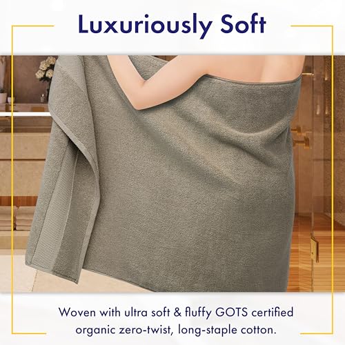 Alusa Home 100% Organic Luxury Bath Sheets - GOTS Certified - Extra Large 35x70 Inches (Pack of 2) Zero-Twist, Long-Staple Cotton Bath Sheet Set (Taupe) - color: Taupe, size: 2pc Bath Sheets