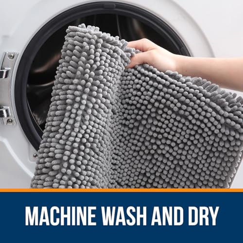 OLANLY Toilet Rugs U-Shaped 24x20, Extra Soft Absorbent Chenille Contour Bathroom Rugs for Toilet, Dry Quickly, Machine Washable, Non-Slip Bath Mat, Grey - color: Grey, size: 24" X 20" Contour Rug