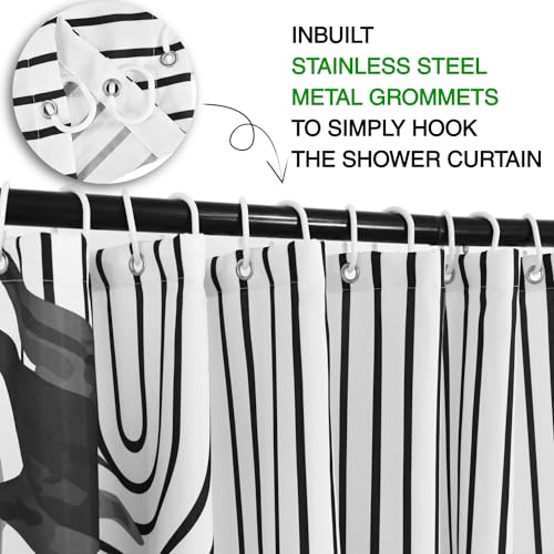 Boho Mid Century Modern Shower Curtain, Abstract Arch Leaf Minimalist Sun Black and White Machine Washable Waterproof Fabric for Bathroom Bathtub with Hooks 72Wx84H - color: Black and White Boho Leaves, size: 72"W x 84"L (Pack of 1)