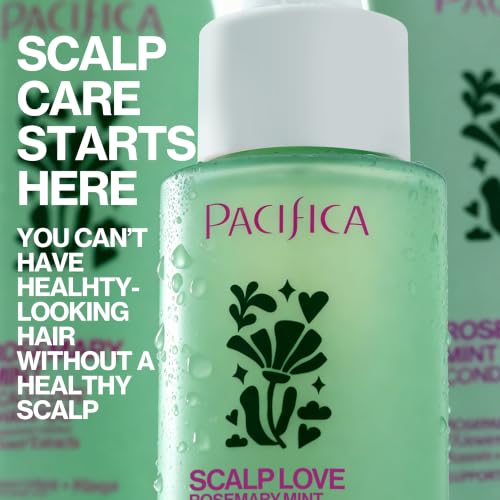 Pacifica Scalp Love Rosemary Mint Serum - Dry, Flaky, and Itchy Scalp Serum, Hydrating, Moisturizing, and Calming Treatment Formulated with Witch Hazel, Vegan and Cruelty-Free - 2 Fl Oz