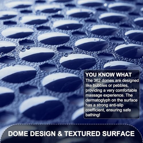 TEESHLY Bath Tub and Shower Mats, Non Slip 40 x 16 Inch Extra Large Bathtub Mat, Machine Washable Bathmat with Drain Holes, Suction Cups for Bathroom Floor, Navy Blue - color: Navy Blue