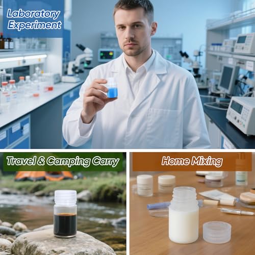 DEMORA 1 oz Small Plastic Bottles with Caps, Airtight Refillable Wide Mouth Travel Bottles for Toiletries, PP Food Grade Plastic Containers for Liquids Pill Sample Lab Reagent (Clear, 4 Pcs) - color: Clear, size: 1 oz