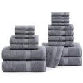 LANE LINEN 100% Cotton Towels for Bathroom - 18 Piece Family Pack - Super Soft & Quick Dry - 4 Bath, 8 Washcloth, 6 Hand Towels - Oeko TEX Certified, Machine Washable & Durable - Cool Grey - color: 01: Cool Grey, size: 18 Piece Towel Set