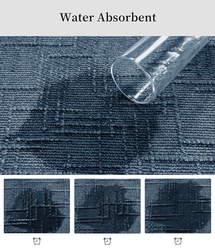 YIHOUSE Bathroom Rugs Sets 3 Piece Blue, 16x24+16x32+16x47in | Non Slip, Quick Dry, Absorbent Washable, Thin Fit Under Door, For Elder, Sink, Laundry - color: Blue, size: 16x24+16x32+16x47