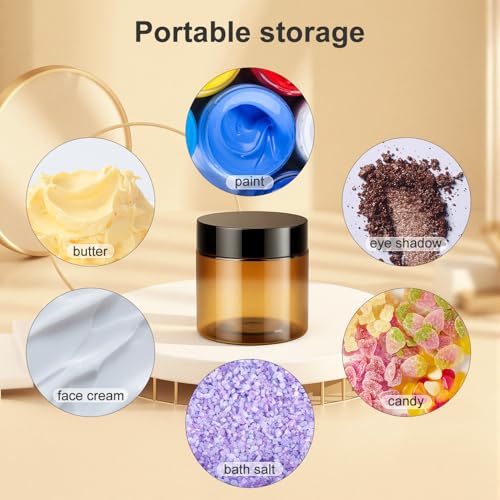 Loretoy 36 Pack 2 OZ Plastic Jars with Lids, BPA Free, Reusable, Refillable Transparent Cosmetic Containers for Bath Salts, Cosmetics, Powders, Beauty Product and Small Accessories, Brown - color: Brown, size: 2 Ounce