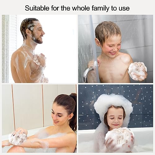 Fishent Bath Loofah Sponge, 3 Pack loofahs Exfoliating Body Scrubber, 60g Soft Mesh Pouf Shower Puffs, Loofa for Women and Men - style: 60g-Blue-White-Green